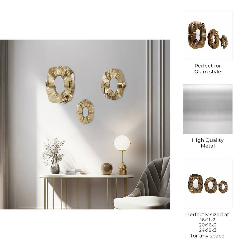 Metal Modern Wall Mirrors Set of 3 - 16", 20" - 24.0"