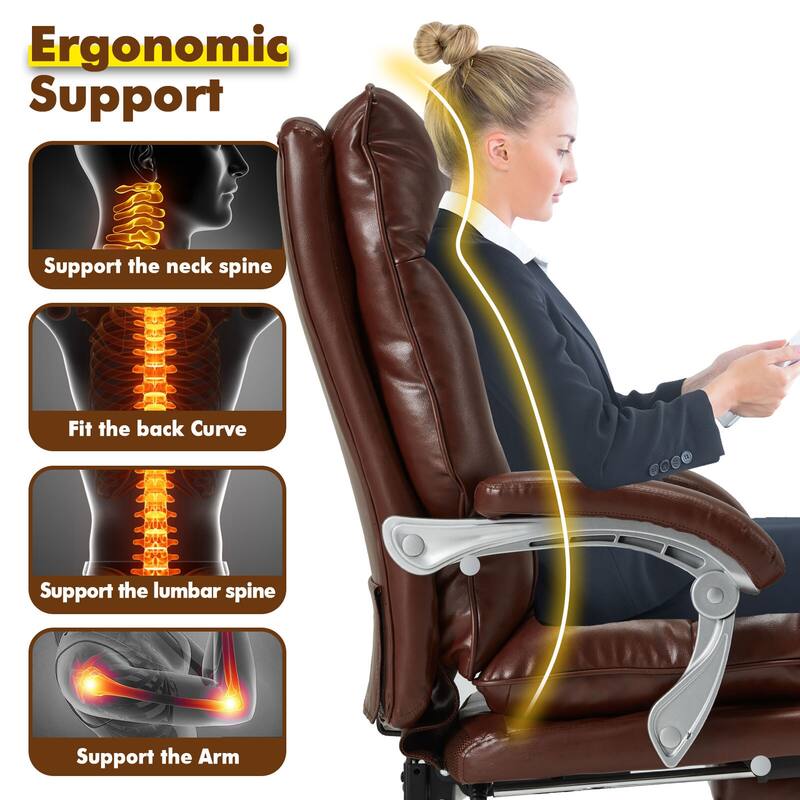Reclining Executive Office Chair with Footrest