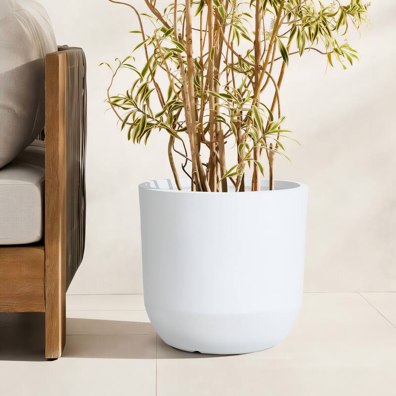 Round Smooth Finish Indoor/Outdoor MgO Planter, Single Planter for Indoors/Outdoors