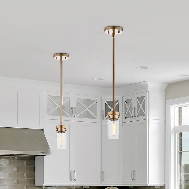Intersection 1 Light Mini Pendant Burnished Brass with Clear Glass - Burnished Brass