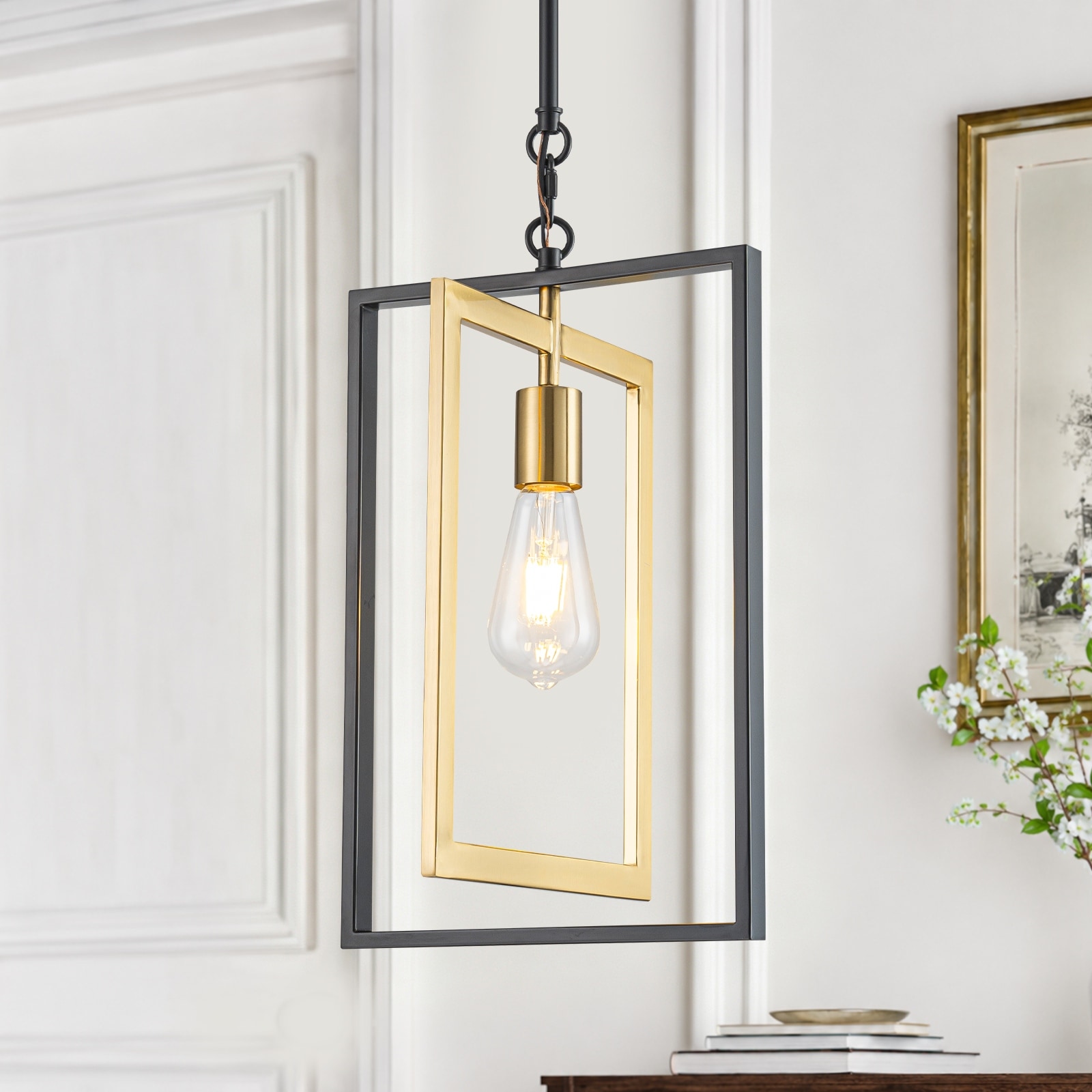 Geometric Pendant Light Open Cage Hanging Light Fixture Kitchen Island - Dia.10.24 inch