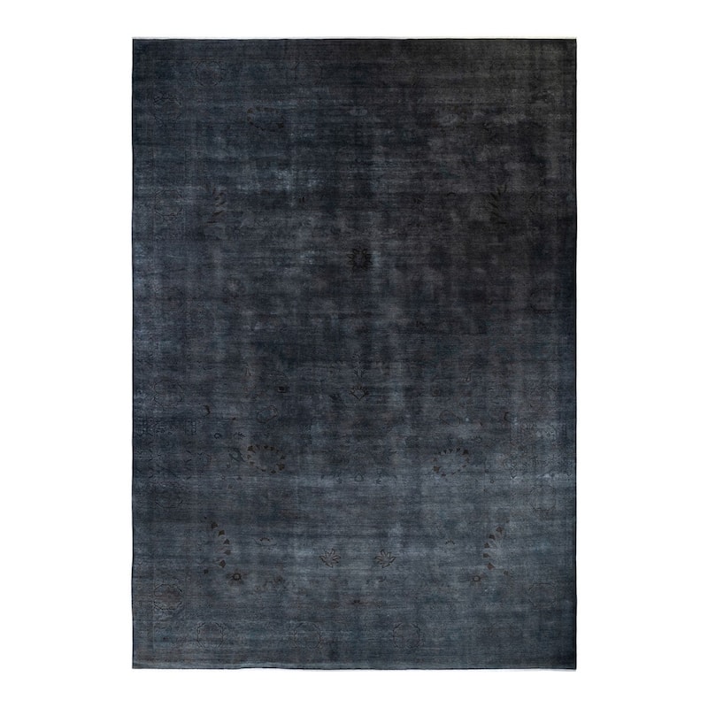 Overton Handknotted Wool Vintage Inspired Contemporary Overdyed Gray Area Rug - 17' 8" x 12' 3"