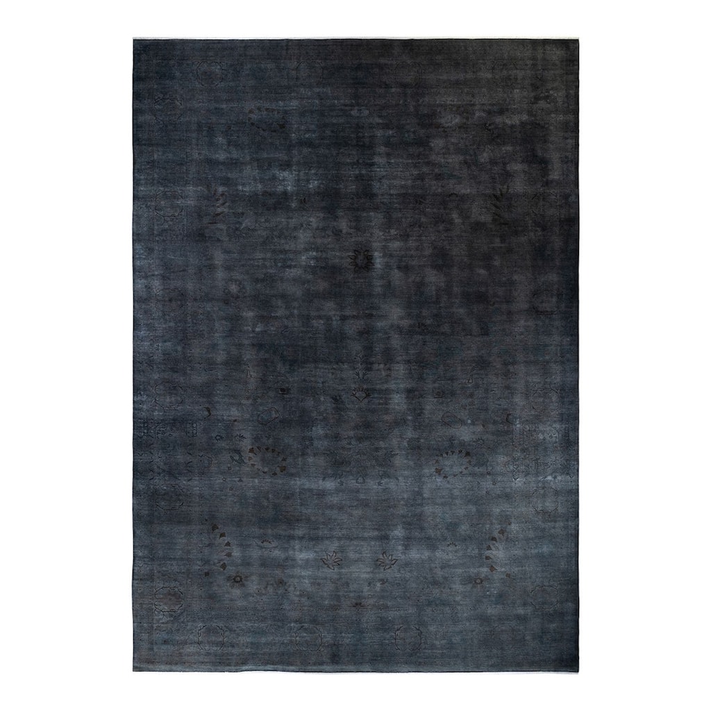 Overton Handknotted Wool Vintage Inspired Contemporary Overdyed Gray Area Rug - 17' 8" x 12' 3"