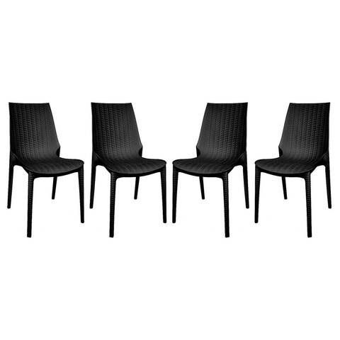LeisureMod Kent Modern Stackable Outdoor Dining Chair Set Of 4