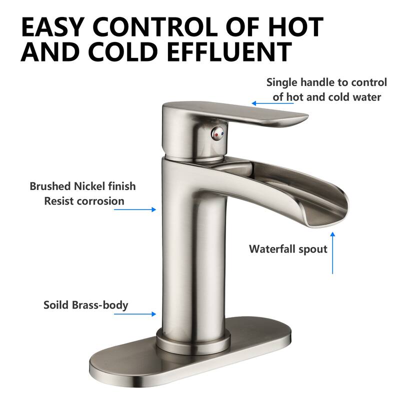 PROOX Single Handle Waterfall Spout Sink Faucet with Drain Assembly