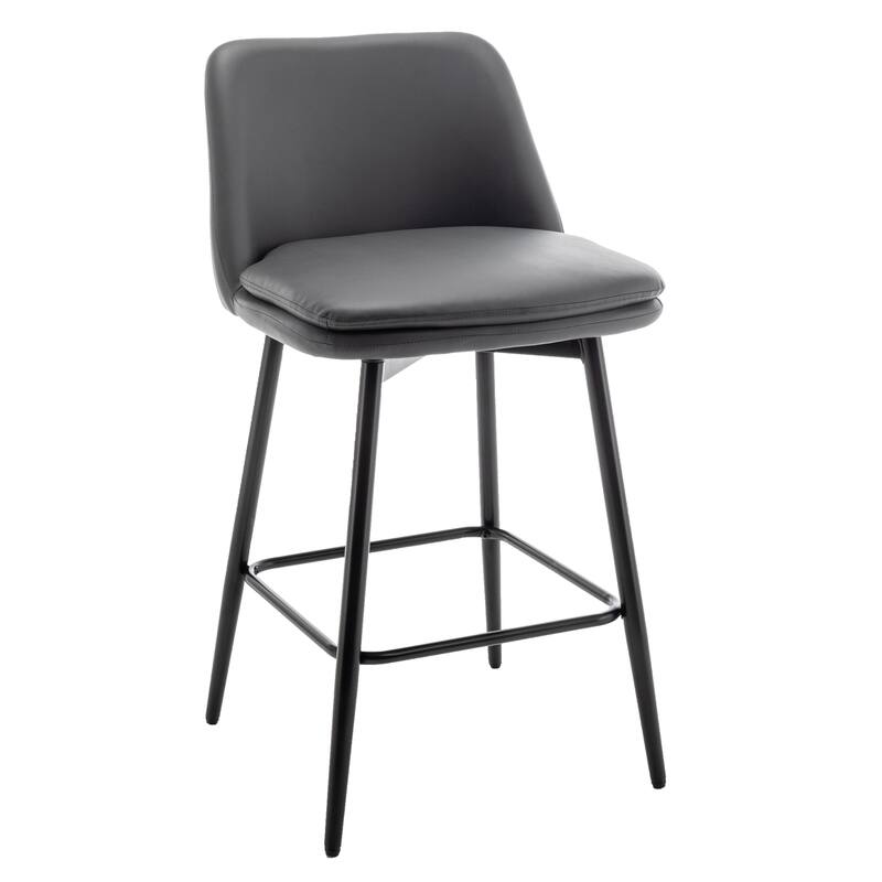 Counter Height Swivel Bar Stools Set of 2, 360°Swivel Upholstered Barstools with Back and Metal Legs, 25.6" Seat Height