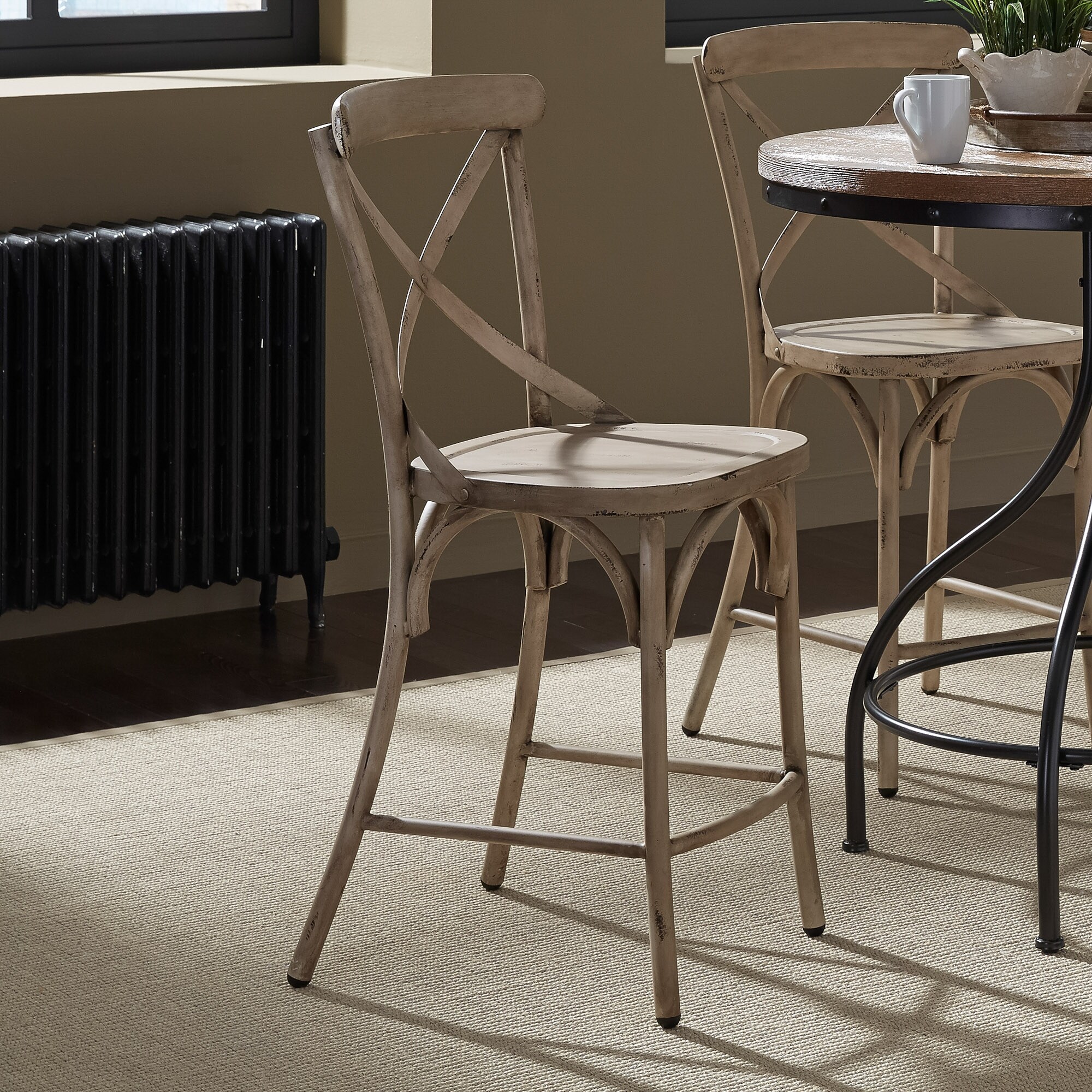 Carbon Loft Vintage Series Distressed Metal X Back Counter Chair