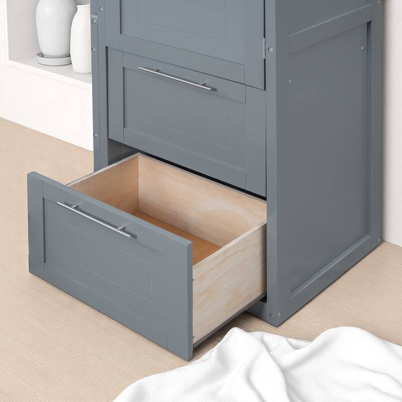 Queen Size Murphy Wall Bed with Closet, Drawers and Shelf Storage, Foldable Cabinet Bed with Custom Layout