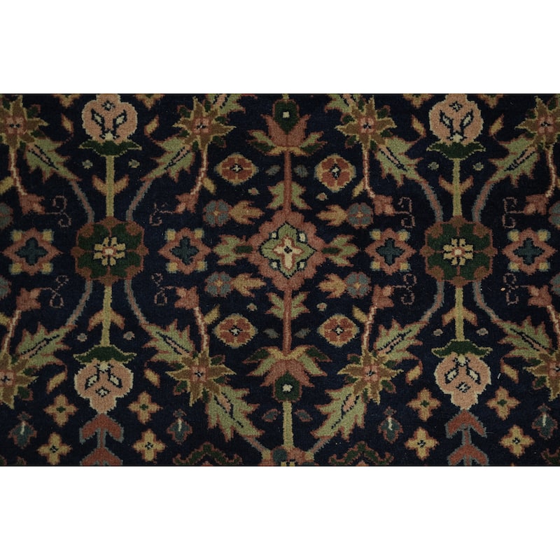 Hand Knotted Oriental 100% Wool Carpet Traditional All-Over Navy Blue & Blues Tabriz Area Rug - 8' 10'' X 5' 9''