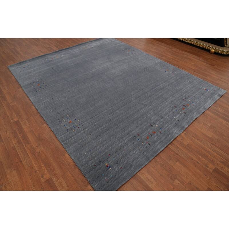 Hand Knotted Oriental 100% Wool Carpet Tribal Tribal Greys & Charcoal Gabbeh Area Rug - 10' 1'' X 8' 3''