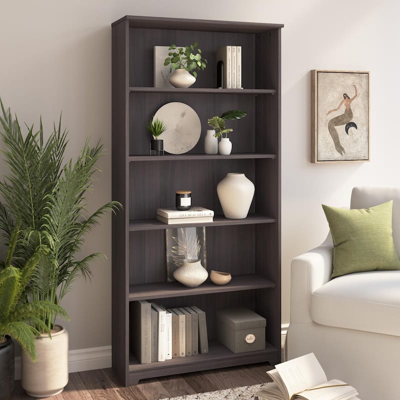 Bush Furniture Cabot Tall 5 Shelf Bookcase with Adjustable Shelves