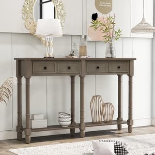 Antique Grey 2-drawer Console Table with Shelf
