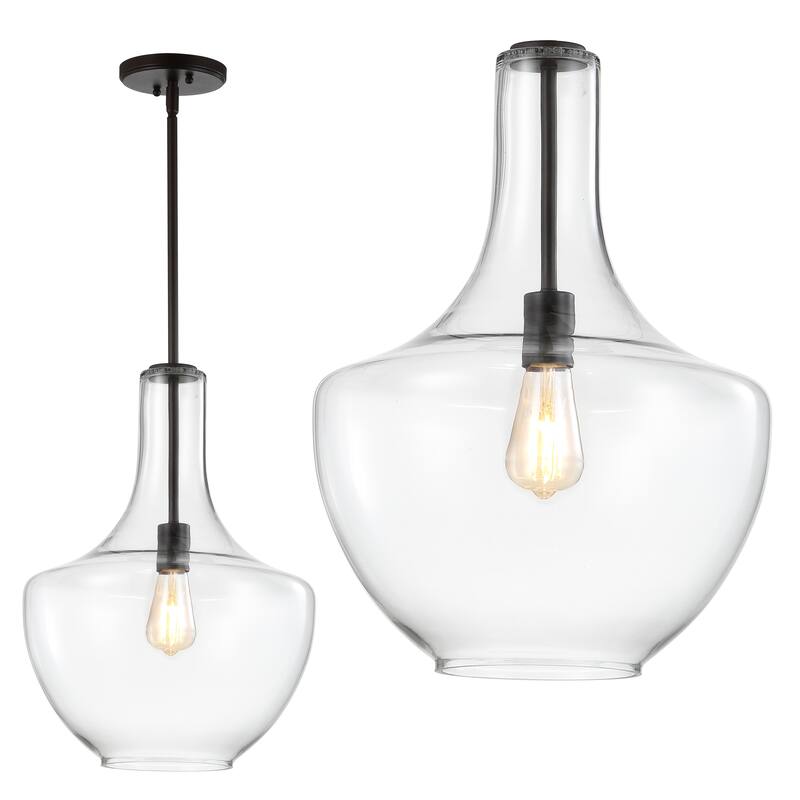Bettina 1- Light Mid-Century Modern Iron/Glass LED Pendant, by JONATHAN Y