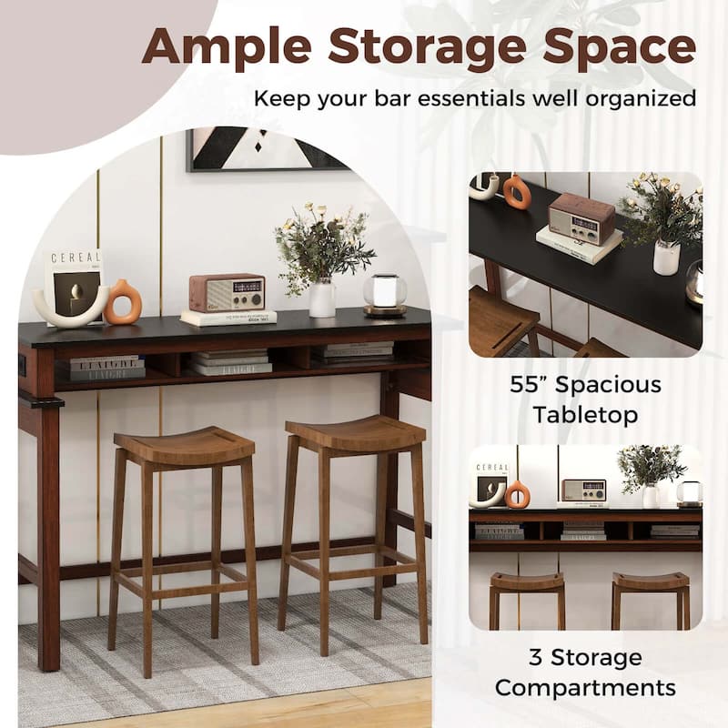 Modern Farmhouse Console Table Bar Table with Charging Station