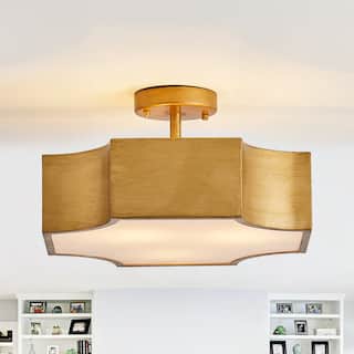 3-Light Modern Gold Semi-Flush Mount Ceiling Light
