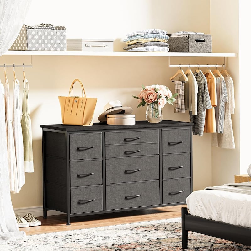 55 Inch Dresser TV Stand with Charging Station and Wood Tabletop