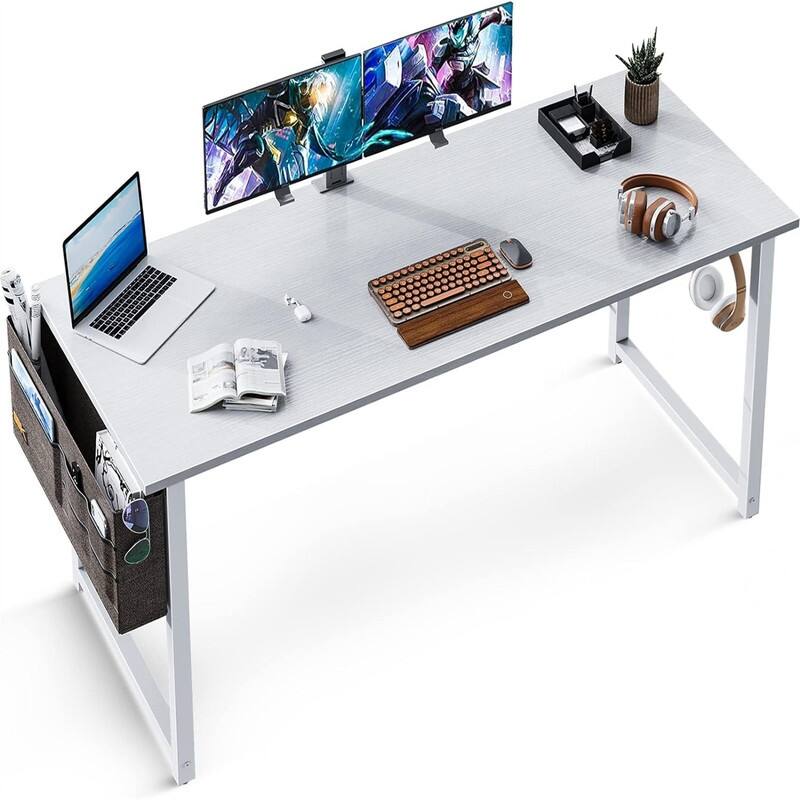 Computer Writing Desk - White + White Leg