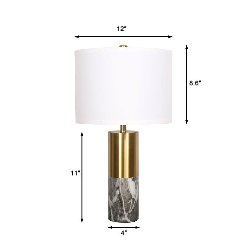 20" Modern Metal Marble Table Lamp, Bedroom Table Lamps Set of 2