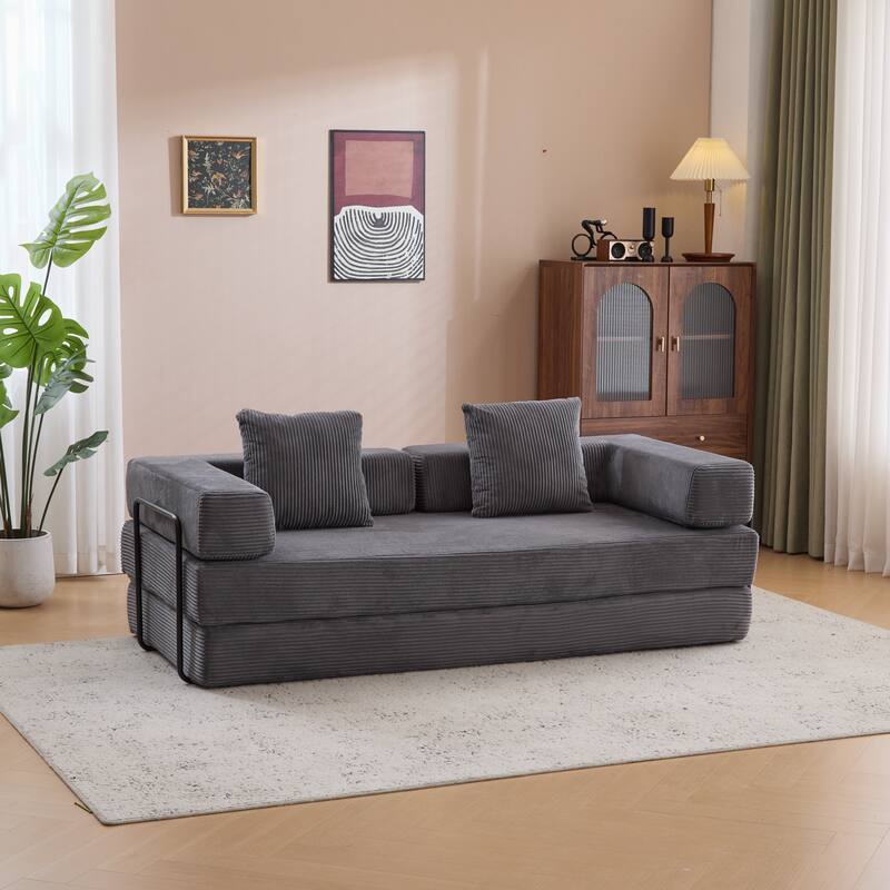 Floor Couch,Compression Sofa,Convertible Floor Sofa Bed-with Pillow Back Support Armrest,Comfy Futon Couch Lounge Sleeper Bed