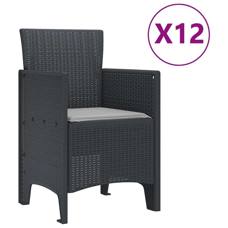 vidaXL Garden Dining Set 1315 pcs Anthracite/Brown Polt rattan - 350 x 100 x 73 cm