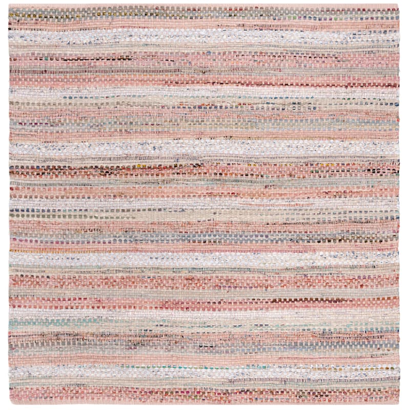 SAFAVIEH Handmade Flatweave Montauk Alketa Casual Cotton Rug - 6' Square - Pink/Multi