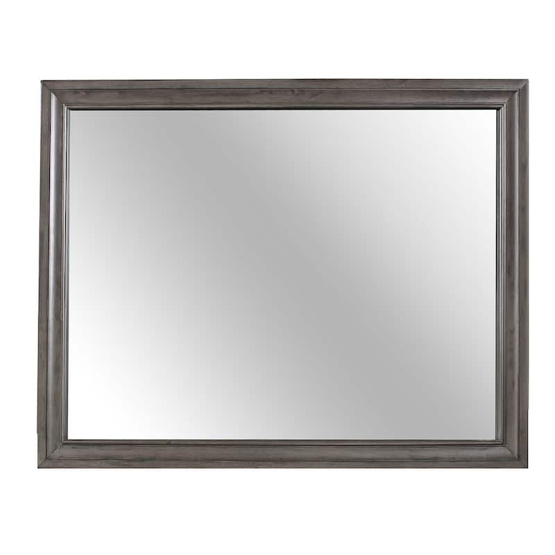 HomeRoots 37" Gray Wood Framed Accent Mirror - 47' X '37' X '1