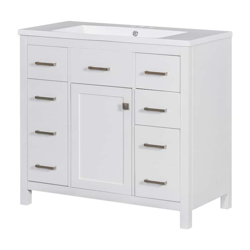 36" Modern Bathroom Vanity Cabinet with Multifunctional storage space - 5 Drawers and 1 Door