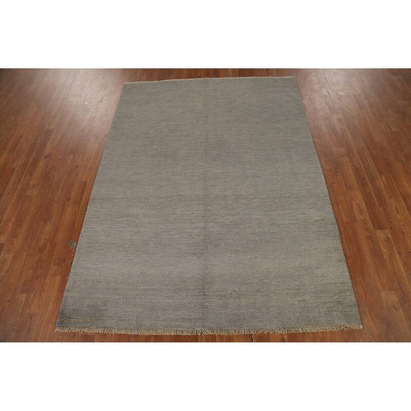 Gray Gabbeh Oriental Area Rug Living Room Hand-Knotted Wool Carpet - 4'10" x 6'7"