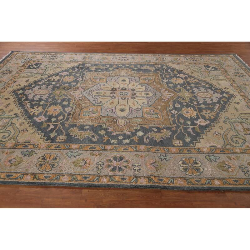 Geometric Heriz Serapi Indian Area Rug Handmade Wool Carpet - 8'9" x 12'0"