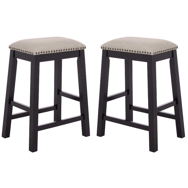 SAFAVIEH Ikuko White Counter Stool - 18.8" W x 13" L x 25" H - 19"W x 13"D x 25"H - Grey/Black