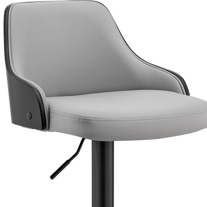 24" Gray And Black Iron Swivel Adjustable Height Bar Chair - Grey and Black