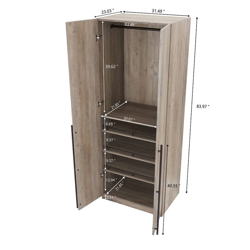 Manhattan Comfort Lee Modern Freestanding 2-Piece Module Wardrobe Closet Armoire
