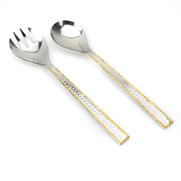 11”L Set of 2 Salad Servers Silver and Gold