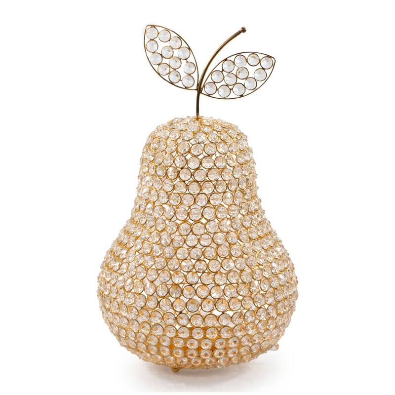 HomeRoots 18" Gold Aluminum And Faux Crystal Decorative Pear - 10.50 in. x 17.50 in. x 10.50 in.