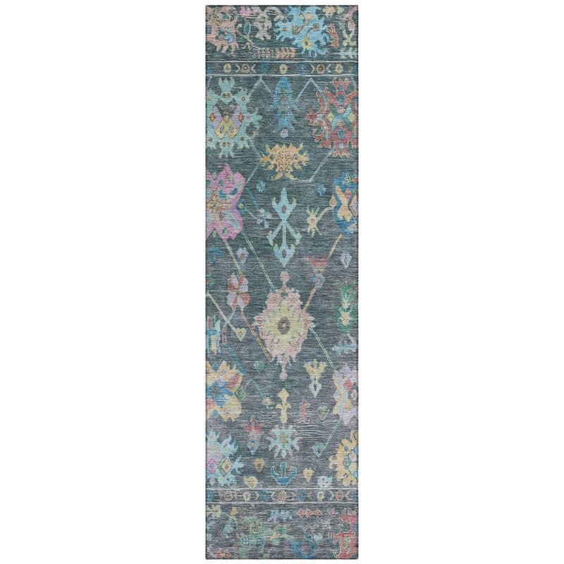 Machine Washable Indoor/ Outdoor Boho Traditional Chantille Rug