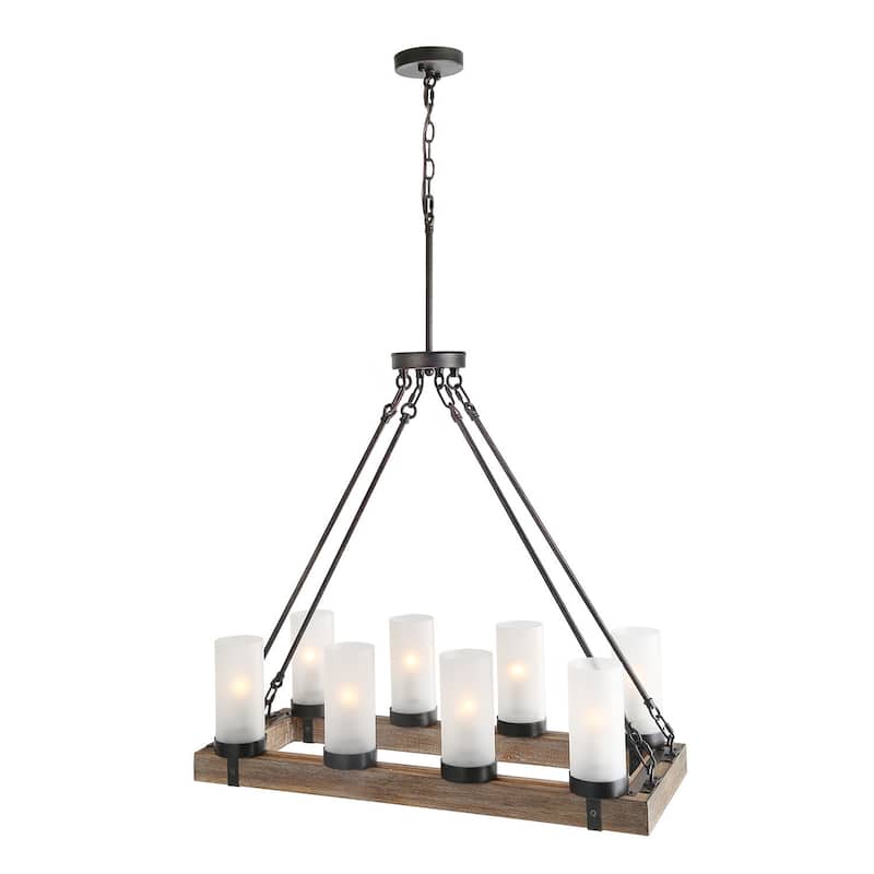 The Gray Barn Farmhouse 8-Light Kitchen Island Rustic Wood Pendant Lights - 29.5"X 11.875"X 23.25"