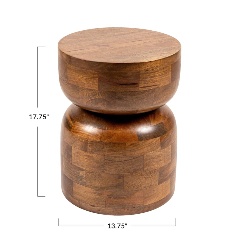 Noah Mango Wood Stacked End Grain Accent Table