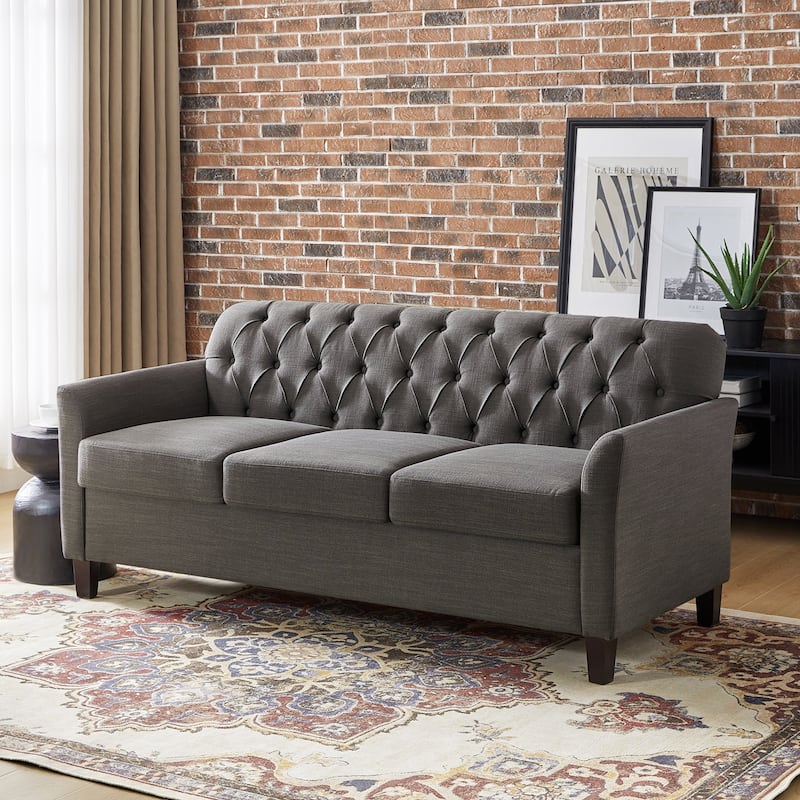 Evaristo Transitional 72.5"Wide Flared Arm Sofa with Removable Seat Cushion by HULALA HOME - Grey