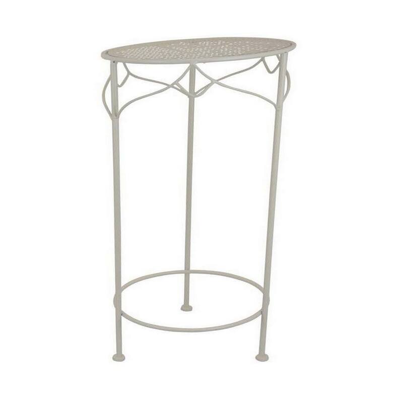 Kyi Nesting Plant Stand Set of 3, Round Angled Cutout Display, Ivory Metal