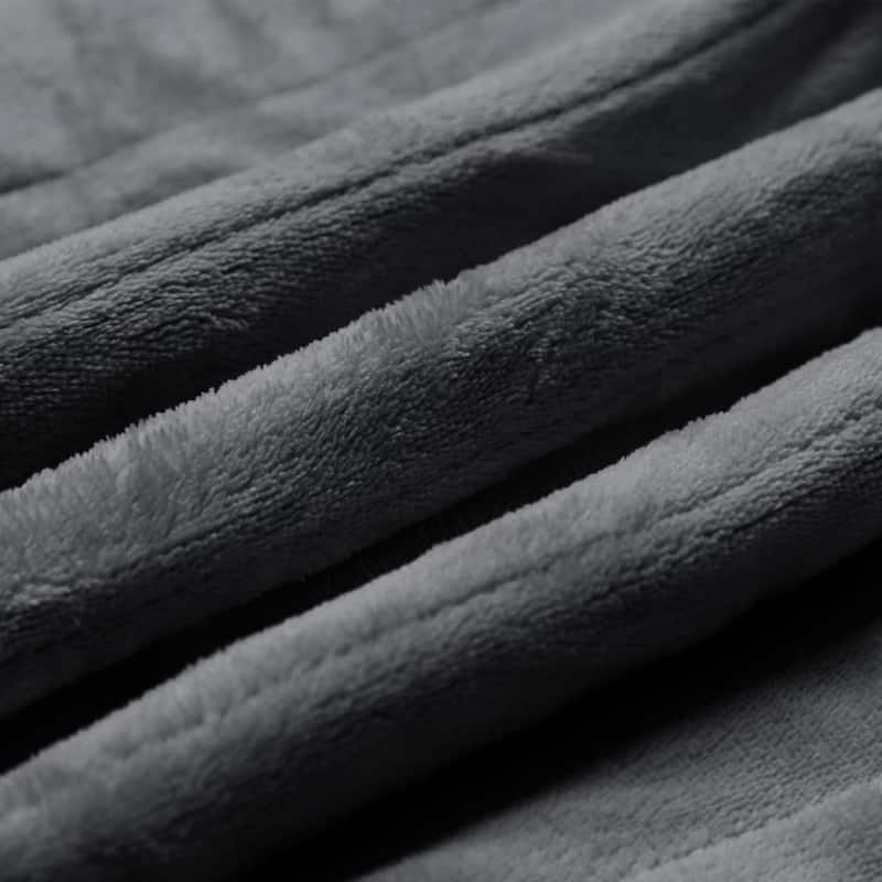 Flannel and Sherpa Fleece Throw Heated Blanket with a Controller