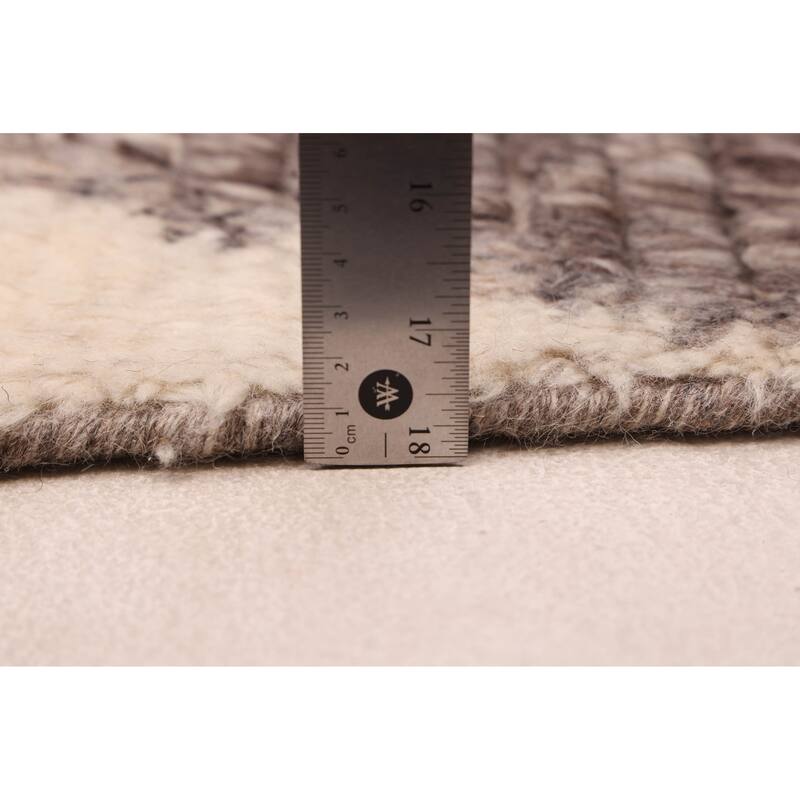 ECARPETGALLERY Hand-knotted Looma Cream, Dark Grey Wool Rug - 8'2 x 10'2