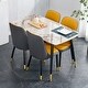 preview thumbnail 2 of 13, Modern Sintered Stone Dining Table Set for 4, 5 Piece Marble Dining Table Set, Kitchen Room Set with 4 Chairs and Metal Legs