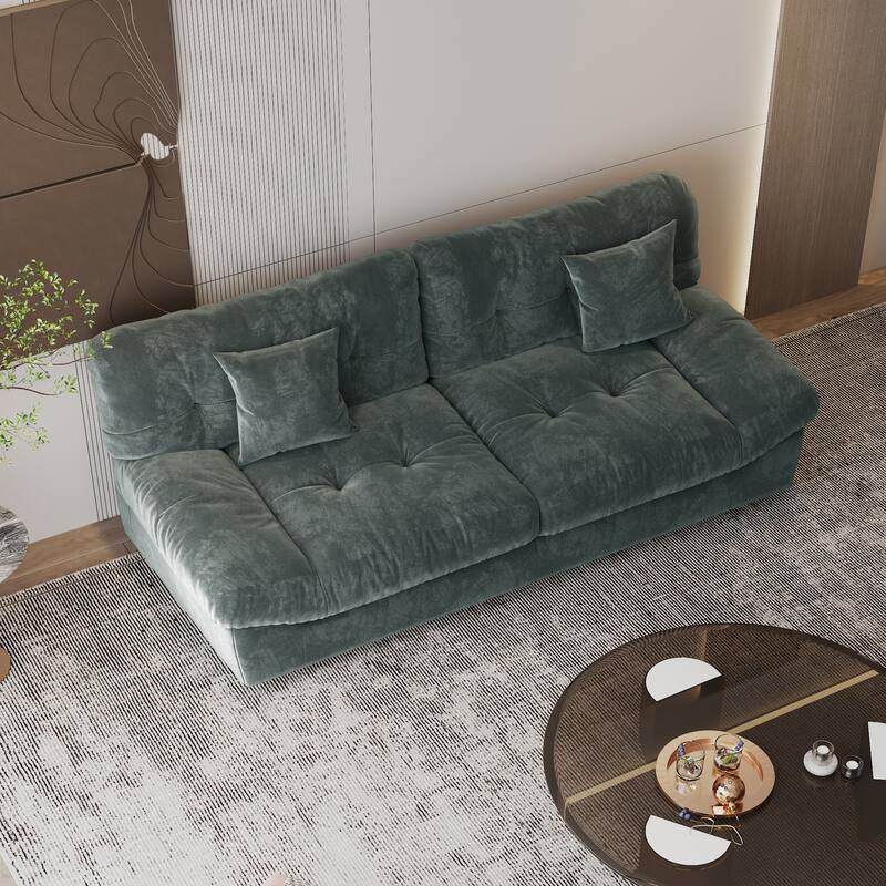 Modern Sanded Velvet Cloud Loveseat Sofa Sectional Couch for Living Room