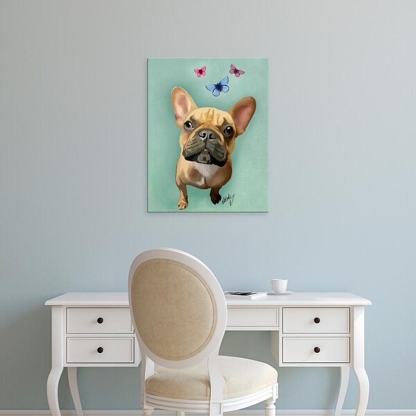 Easy Art Prints Fab Funky's 'Brown French Bulldog and Butterflies' Premium Canvas Art