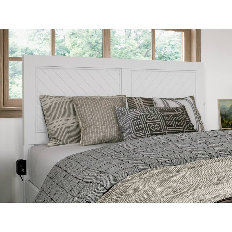 Platform Bed with Footboard - Allure Design, USB Charger, Modern Bedroom Furniture