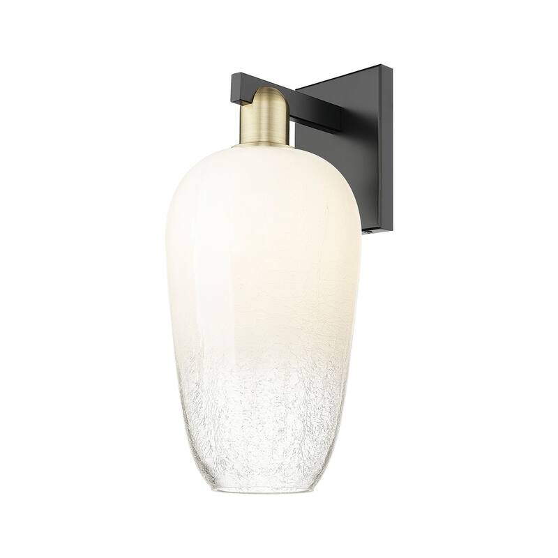 Innovations Lighting 716-1W-11-7 Brookhaven Flute Sconce Brookhaven - Black Antique Brass / Opal