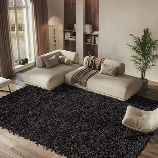 SAFAVIEH Handmade Leather Shag Carlijn Modern Decorative Rug