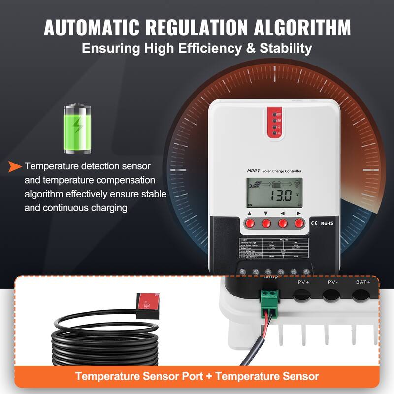 Solar Charge Controller Flooded and Lithium Battery Charging