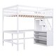 preview thumbnail 34 of 32, Full Size Loft Bed with Built-in L-Shaped Desk, Three-Tier Storage Shelves, and Attached Storage Staircase, Grey