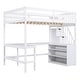 preview thumbnail 17 of 15, Full Size Loft Bed with Built-in L-Shaped Desk, Three-Tier Storage Shelves, and Attached Storage Staircase, White
